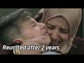 Syrian refugee child reunited with his parents.