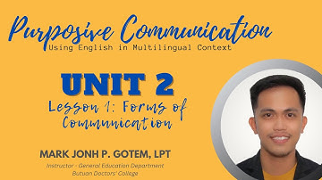 UNIT 2: MODES OF COMMUNICATION, LESSON 1: FORMS OF COMMUNICATION