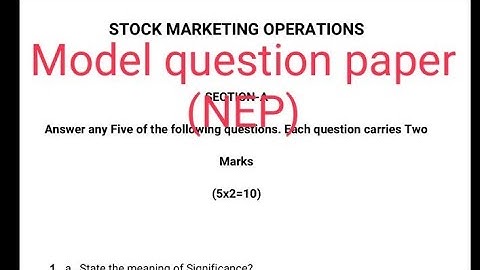 Stock market operation model question paper, BCom, NEP