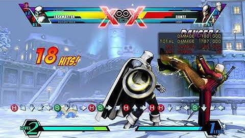 UMVC3 Moon Knight Combo #4 1mil 1 Bar 6+H Start Arrows