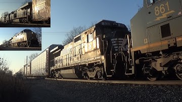 Slow CSX Freight Autorack M568 - Mid DPU ex. NS Northern Illinois & Wisconsin Railway B32-8 #538