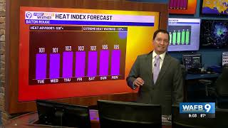 Highs once again climbing into the mid-90s on Tuesday