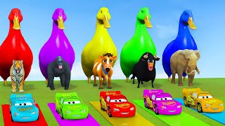 Long Slide Game With Cow Elephant Gorilla Hippopotamus Tiger - 3d Animal Game - Funny 3d Animals