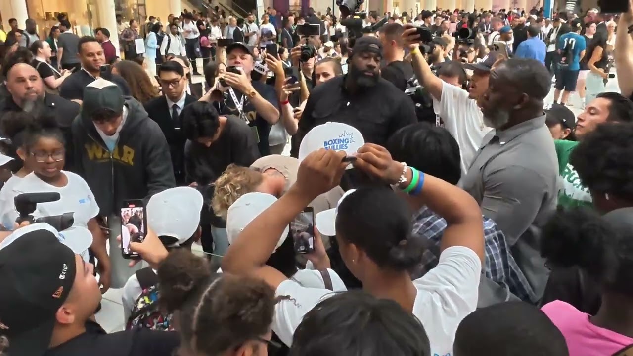 Jake Paul and the kids from @nyccopsandkids Boxing Program and the @boxingbullies Foundation