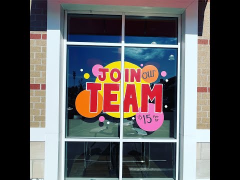 Window Painting: Dunkin Maple Grove, Now Hiring