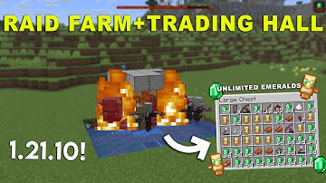 NEW UPDATED Minecraft 1.21.10 RAID FARM With TRADING HALL Tutorial
