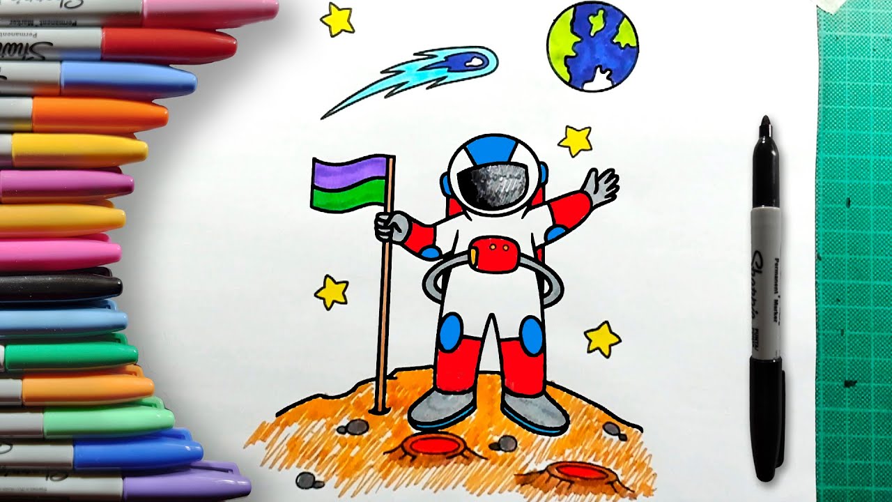 Cómo Dibujar y Colorear a un Astronauta Paso a Paso Fácil - Dibujos ...