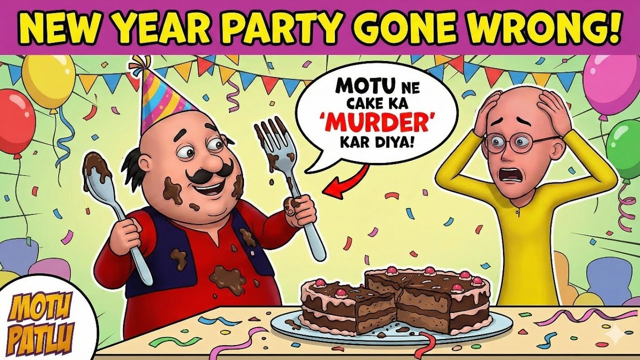 NEW YEAR PARTY GONE WRONG! 🎆🎂 Motu ne Cake ka "Murder" kar diya | Motu Patlu | Animation | Cartoon 