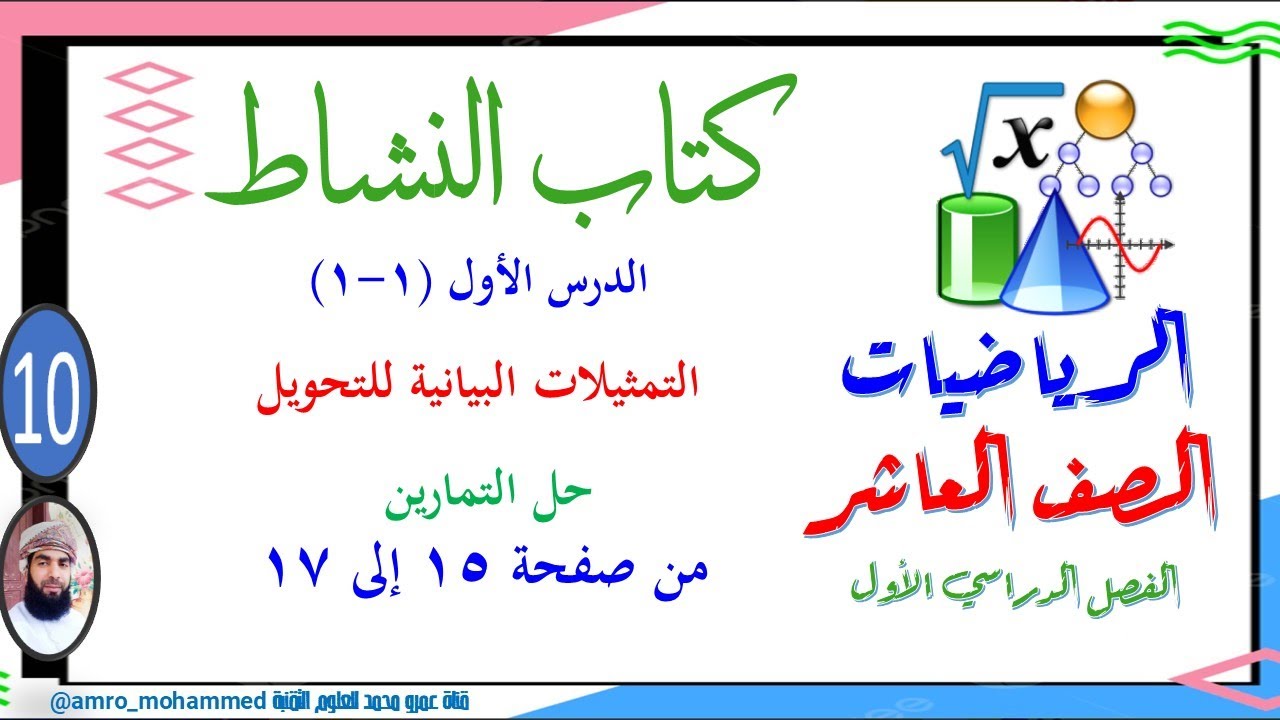 الرياضيات - العاشر - الفصل الأول - كتاب النشاط (1-1) التمثيلات البيانية للتحويل