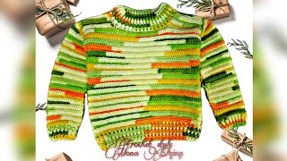 بلوفر كروشية اولادى/بلوفر كروشية للاطفال/Crochet boys pullover