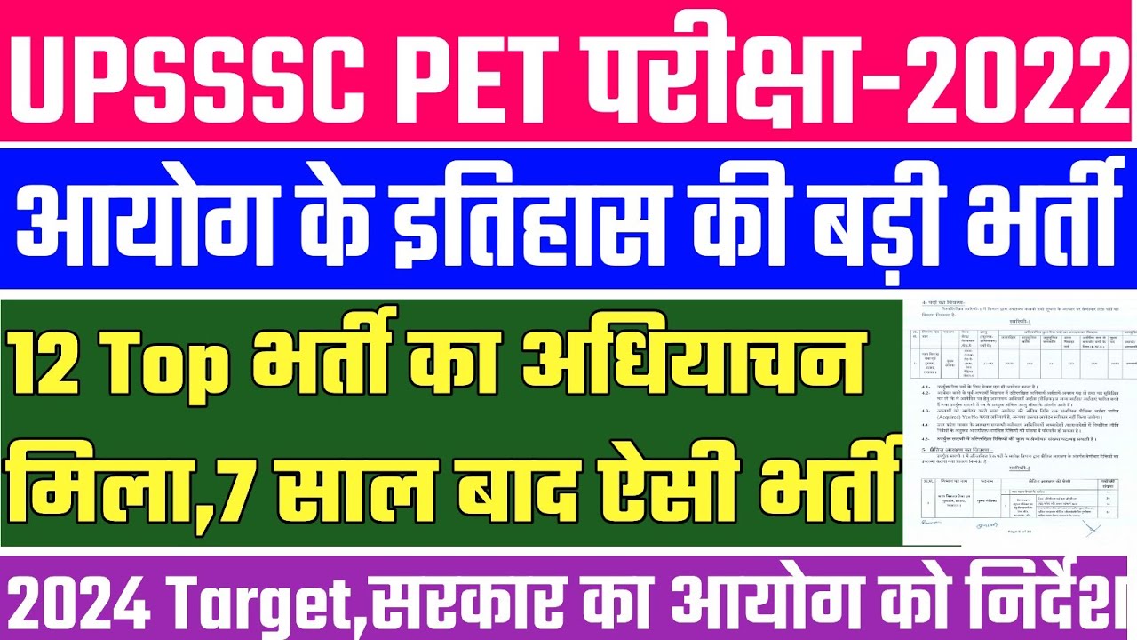Pet Exam Date 2022 | Upsssc Pet Exam Date 2022 | Upsssc Latest News