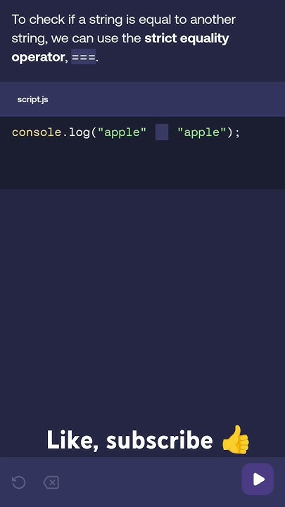 Learn the use of string equality operator in JavaScript. #javascript # ...