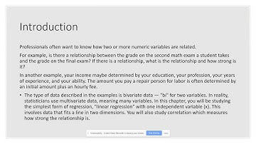 Linear Regression and Correlation Introduction
