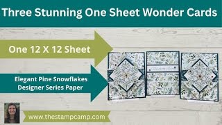 Three Show Stopper Elegant Pine Snowflakes One Sheet Wonder Cards