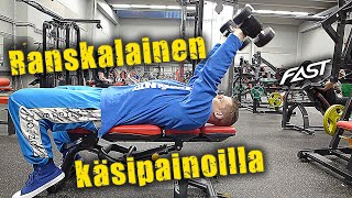 Hulkin treenikorneri: ranskalainen punnerrus käsipainoilla