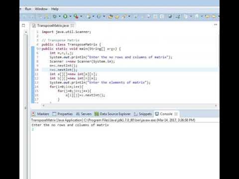 transpose of matrix in java - YouTube