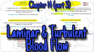 Laminar and turbulent blood flow. Chapter 14 part 3. Guyton and Hall.