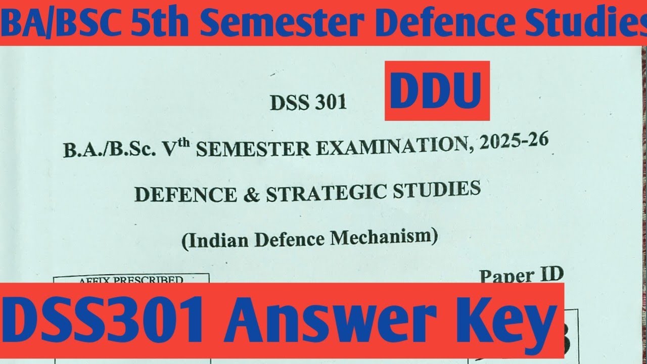 BA/BSC 5th Semester Defence Studies। DSS301 Answer Key #ddu - YouTube