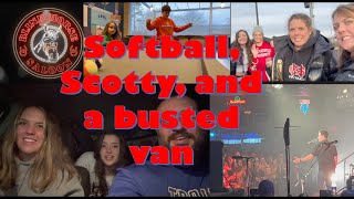 Softball, Scotty, and busted cars