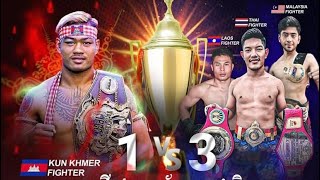 2023 Kun Khmer ធឿន ធារ៉ា-Thouen Theara(Cambodia) vs. 3 Fighters