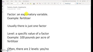 factors, levels, treatments