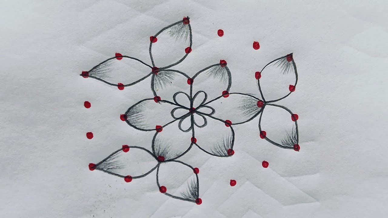 7×4 dots simple daily rangoli design 🌺 easy rangoli design 