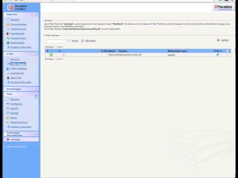 Parallels Confixx Tutorial: E-Mail Adressen anlegen und ändern, sowie Abrufen