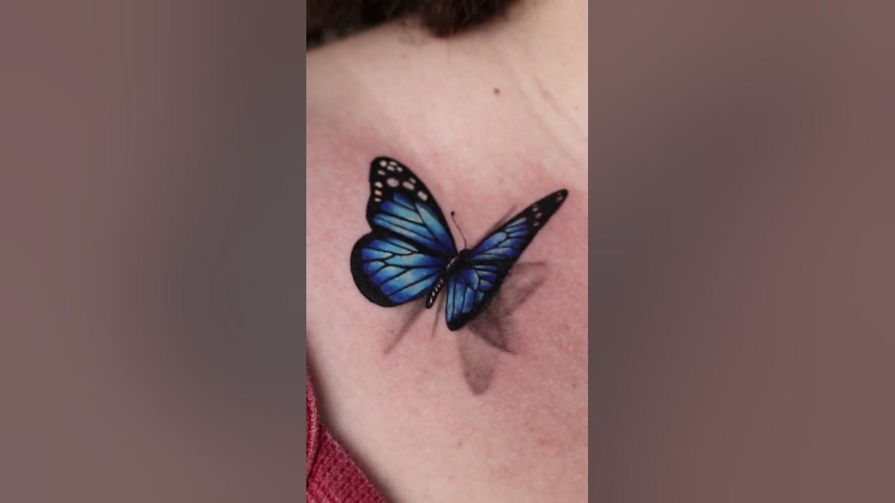 3D Butterfly Tattoo Full Color #shorts #shortsvideo #tattooshorts #tattoos #butterflytattoo