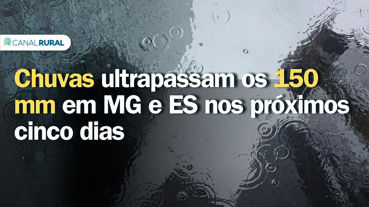 Previsão do tempo | Brasil 15 dias | Chuvas ultrapassam os 150 mm em MG e ES nos próximos cinco dias