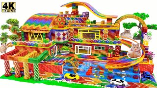 ASMR Linda casa para mascotas ❤ Construye una casa de arcoíris con toboganes de agua y piscina