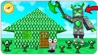 NOOB SURVIVAL in EMERALD WORLD in MINECRAFT! HOW TO SURVIVE?