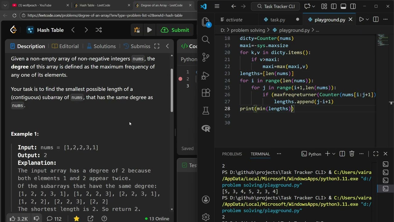 697. Degree of an Array - LeetCode