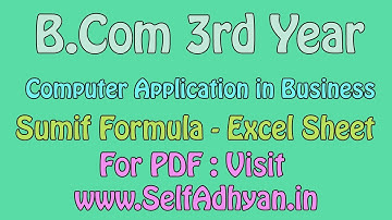 B.Com 3rd Year Computer Application - SUMIF Formula |  Bcom final Year Computer Notes