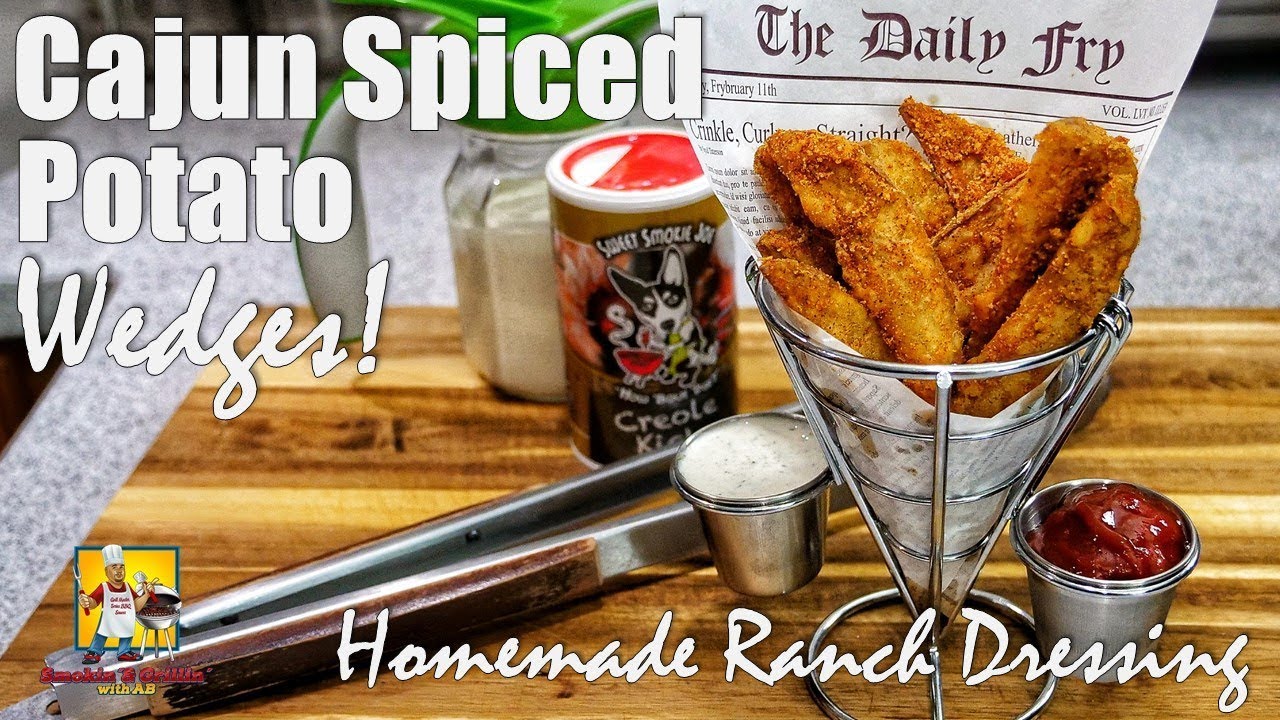 Homemade Cajun Spiced Potato Wedges Ranch Dressing Recipe YouTube