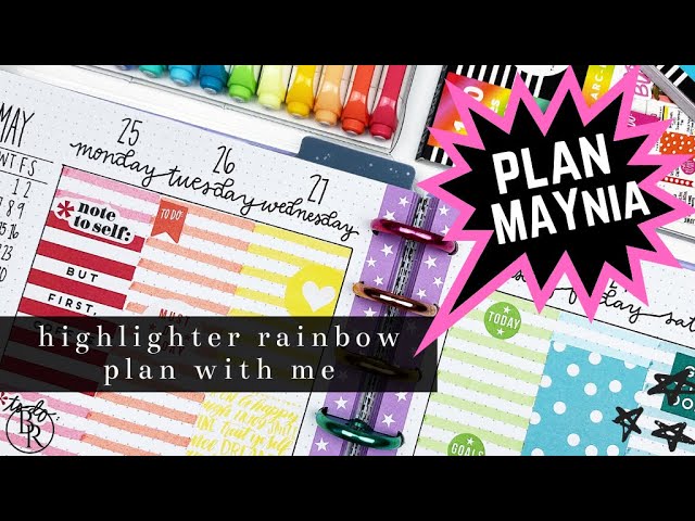 10 Minute Rainbow Weekly Spread Using Highlighters (Bullet Journal