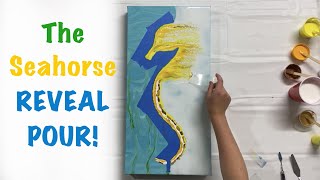 A Seahorse REVEAL POUR!  Micro Swipe Over A Sea Grass Background