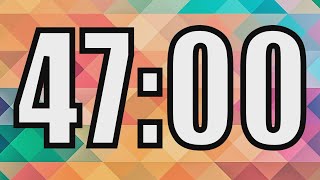 Information 47 minute timer with Colorful background. 47 minute countdown with alarm sound at the end Guide
