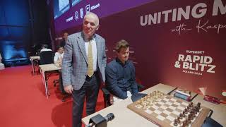 Magnus Carlsen vs Gukesh Dommaraju   Kasparov Analytics Rapid & Blitz Poland 2024 DAY 4