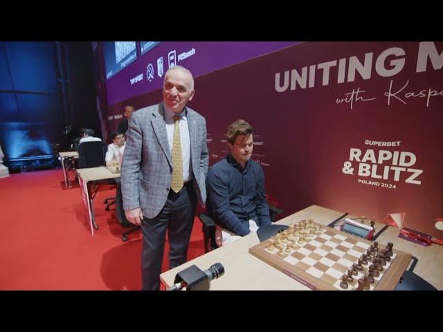 Magnus Carlsen vs Gukesh Dommaraju + Kasparov Analytics Rapid & Blitz Poland 2024 DAY 4 class=