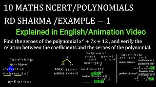 Find the zeroes of the polynomial x^2+7x+12 , and verify the relation between the coefficients