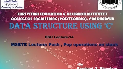 MSBTE Lecture: Push , Pop operations on stack