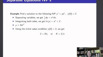 Calculus II, Lecture18, V4 Separable Equations IVP Ex 2