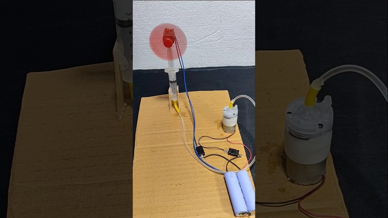 Hydraulic Lift &bull; Dc water pump motor Fan #project #tech #diy #dcmotor #shorts