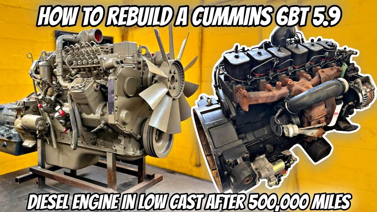 How to Rebuild Cummins 6BT 5.9 Diesel Engine Low Cost After 500,000 Miles Start to Finish