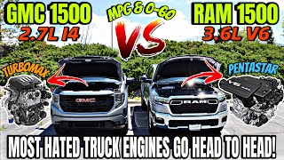 2025 RAM V6 Pentastar VS GMC Sierra I4 Turbomax MPG & 0-60 Test! 50K Mile Fuel Cost Comparison!