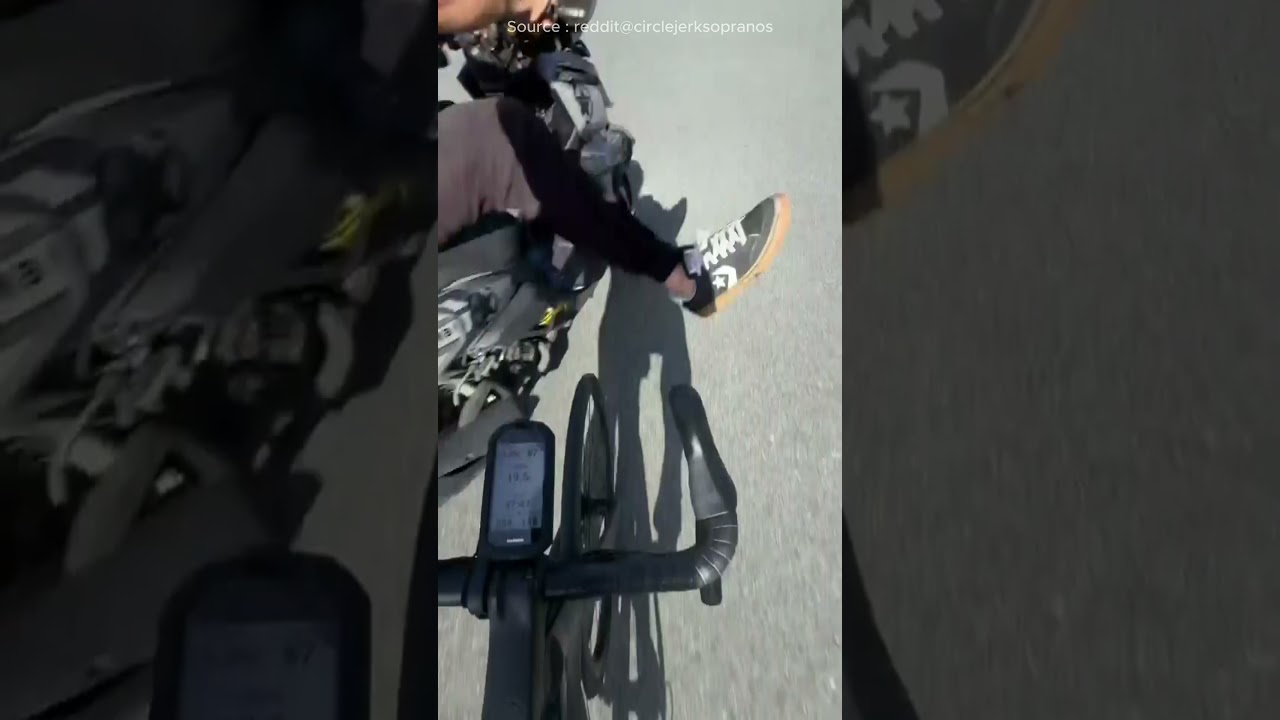Scooter rider tried to bully a cyclist... blink and you’ll miss the karma