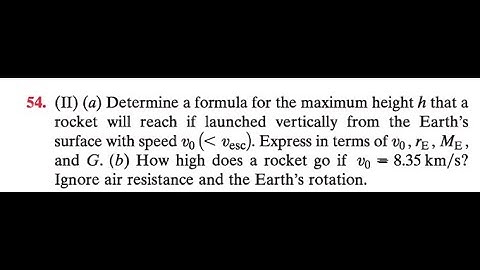 Determine a formula for the maximum height that a rocket will reach if launched vertically from t