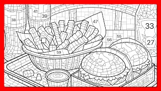 Color by Number app Mosaic Modern Art Fast Food #coloringbook screenshot 4
