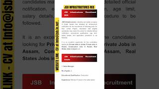 JSB INFRASTRUCTURES REQ job vacancy for the post sales manager apply now #jobinassam