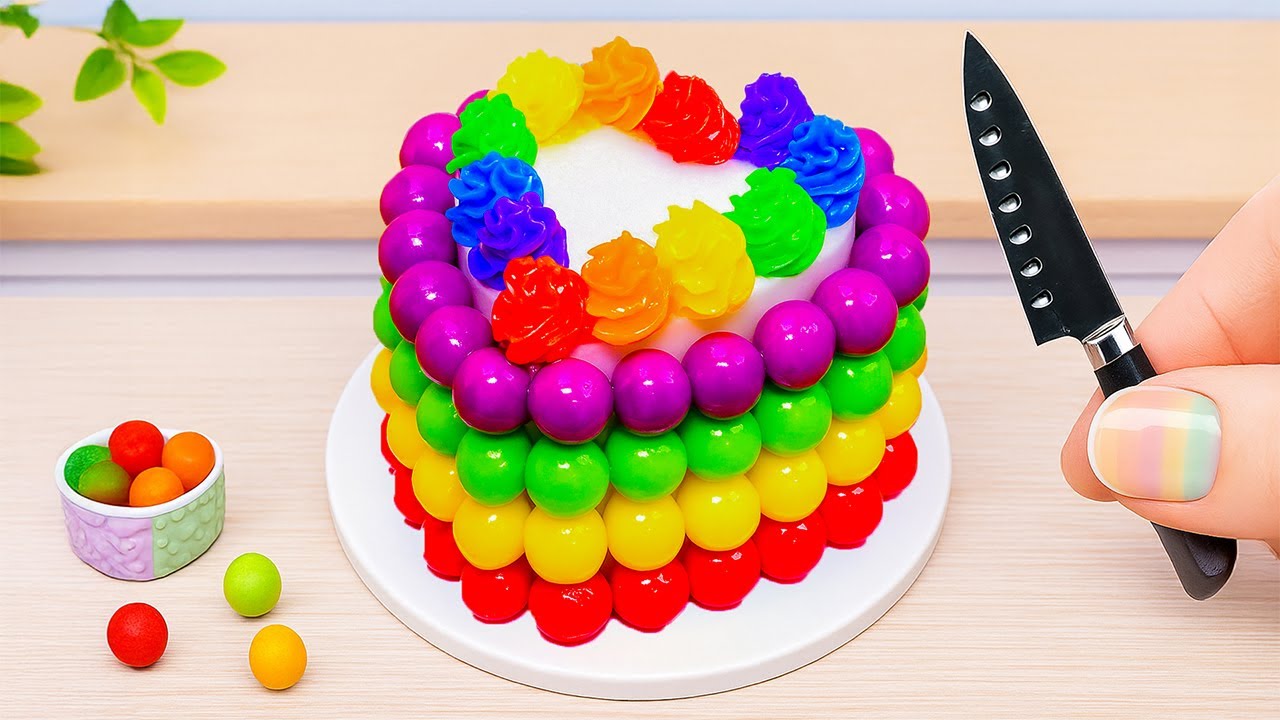 Mini Rainbow Cake Recipe With Chocolate 🌈 Amazing Mini Rainbow Cake ...